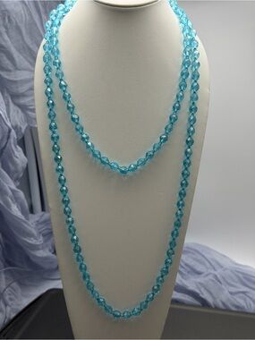 Vintage Sea Blue Flapper Glass Beads